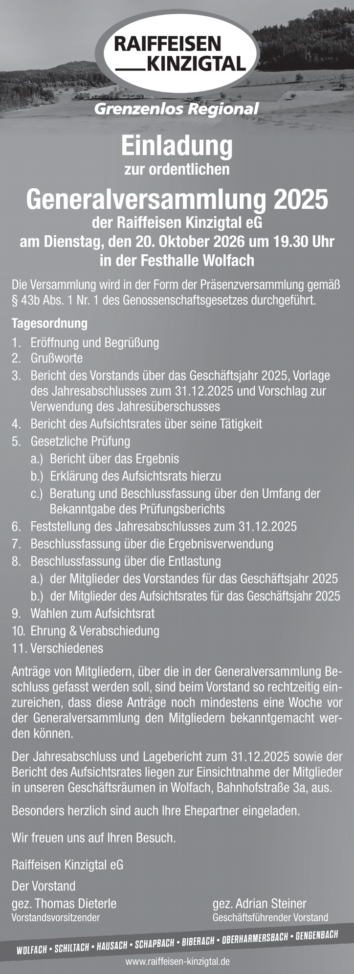 Einladung GV
