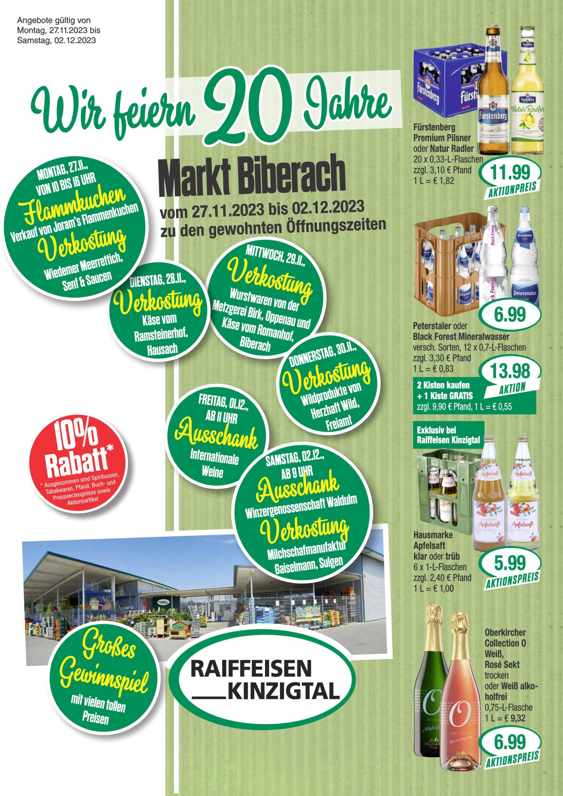 Wir feiern 20 Jahre Markt Biberach - Angebote ab 27. November 2023